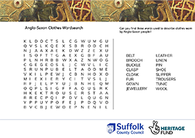 wordsearch about Anglo-Saxon clothes