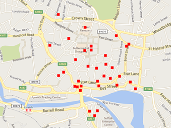 modern map of ipswich