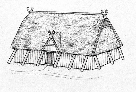 illustration of an Anglo-Saxon hall