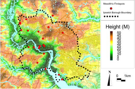 map of mesolithic sites ipswich