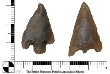 two flint arrowheads