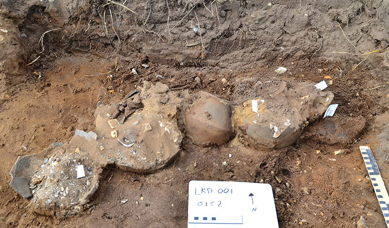 cremation pots in situ in trench