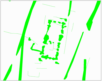 outline of possible anglo-saxon hall transcribed from cropmarks and geophysics results